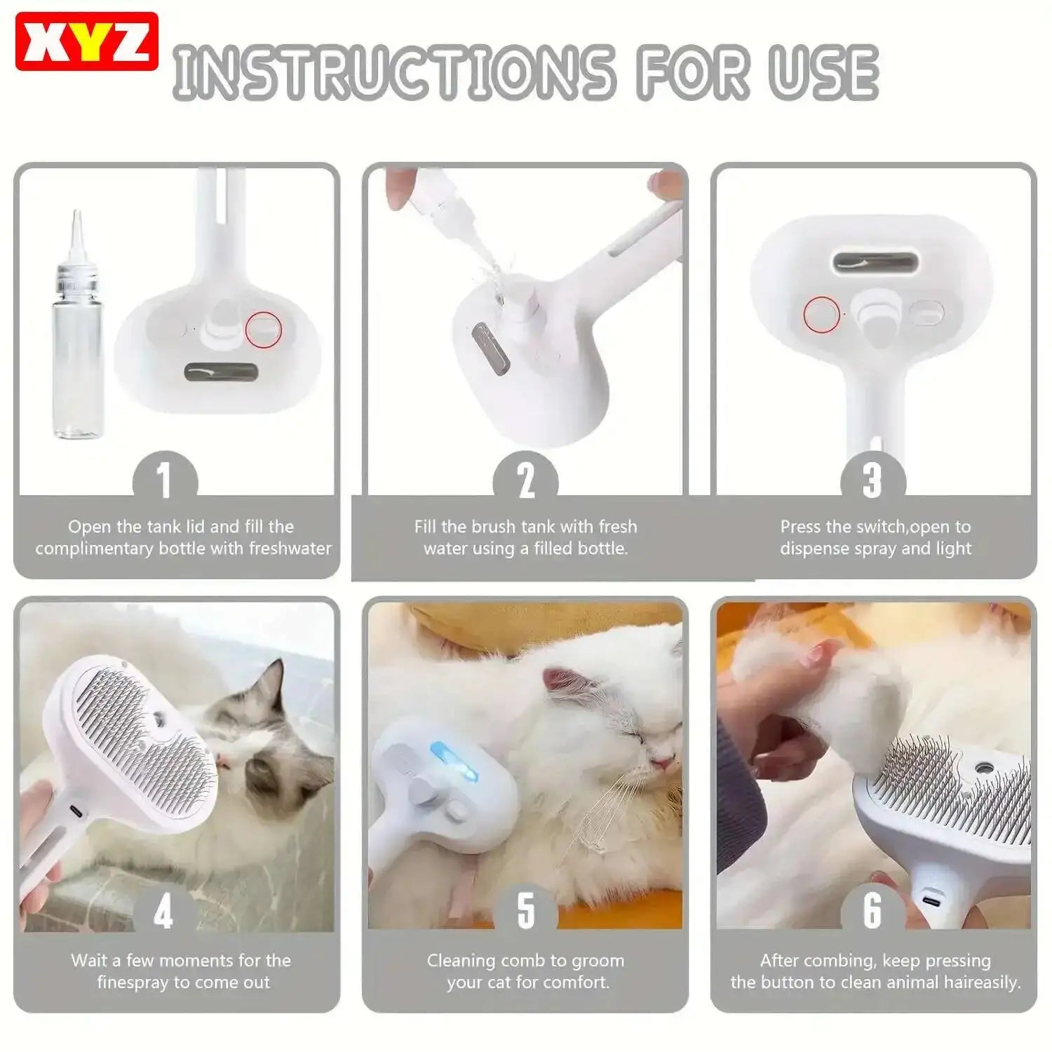 HappyPaws 3-in-1 Dog Steamer Brush