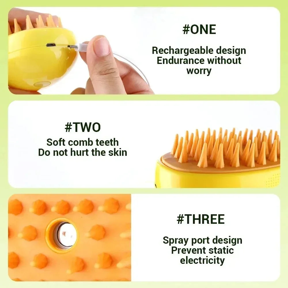 HappyPaws 3-in-1 Steamy Pet Brush