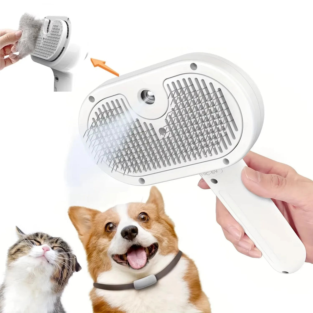 HappyPaws 3-in-1 Dog Steamer Brush